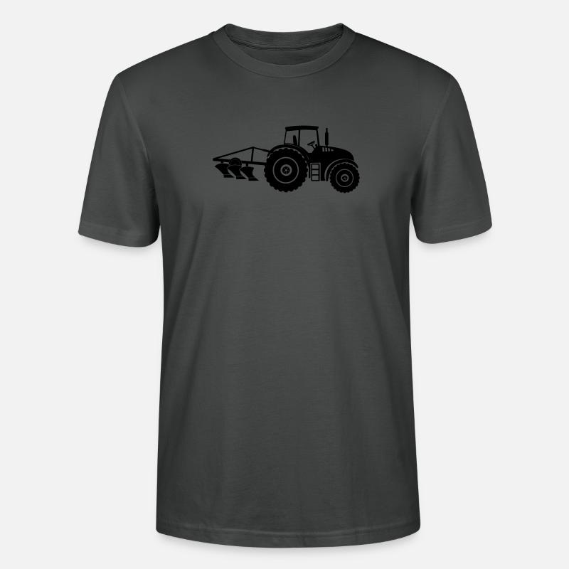 Traktor mit Pflug-Logo-Bauernhof - Stanley/Stella Unisex Bio-T-Shirt CRAFTER - Anthrazit