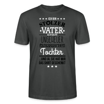 Ungeheuer fantastische Tochter - Vater / Shirt - Stanley/Stella Unisex Bio-T-Shirt CRAFTER - Anthrazit - Vorne - Alina (178cm) & Michal (187cm)