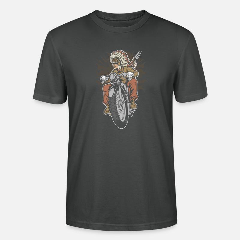 Native Indian Biker - Stanley/Stella Unisex Bio-T-Shirt CRAFTER - Anthrazit