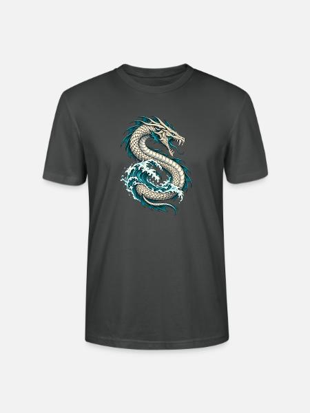 Jörmungandr – Midgardschlange in Meereswellen - Stanley/Stella Unisex Bio-T-Shirt CRAFTER - Anthrazit
