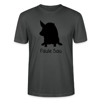 Faule Sau - Stanley/Stella Unisex Bio-T-Shirt CRAFTER - Anthrazit - Vorne - Alina (178cm) & Michal (187cm)