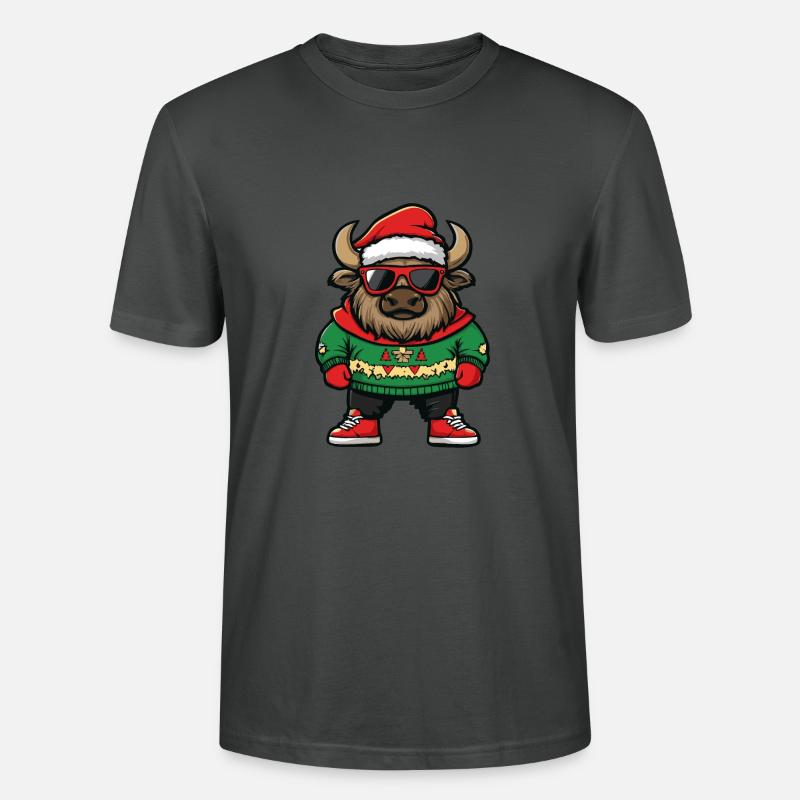 Bison Noël Cool Noël - T-shirt bio CRAFTER Stanley Stella Unisexe - charbon