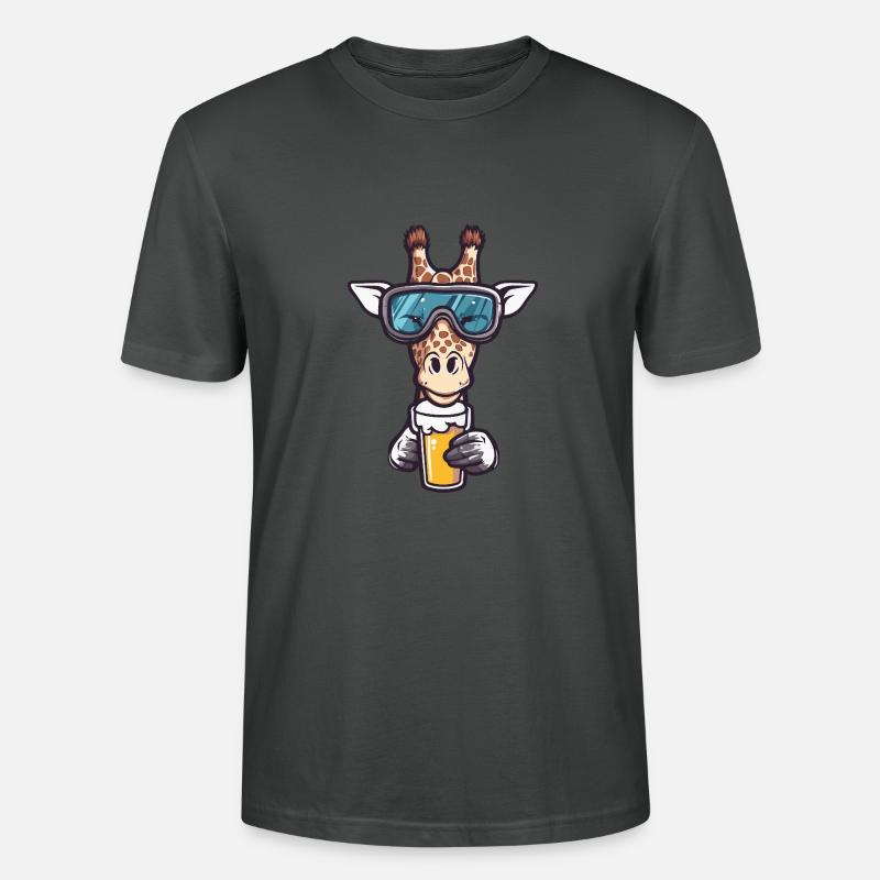 Giraffe Apres Ski Bier Comic - Stanley/Stella Unisex Bio-T-Shirt CRAFTER - Anthrazit