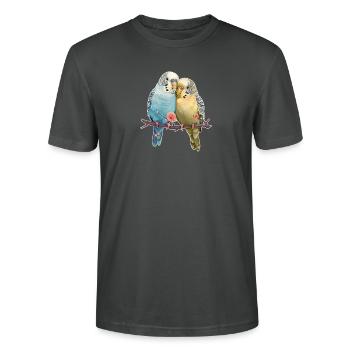 Wellensittiche - Stanley/Stella Unisex Bio-T-Shirt CRAFTER - Anthrazit - Vorne - Alina (178cm) & Michal (187cm)