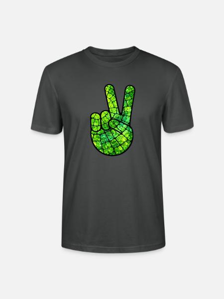 Friedenszeichenhand Grün - Stanley/Stella Unisex Bio-T-Shirt CRAFTER - Anthrazit
