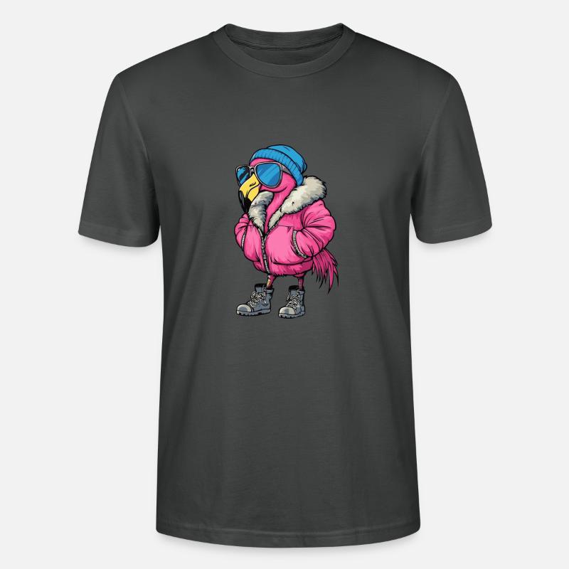 Flamingo Winter Comic - Stanley/Stella Unisex Bio-T-Shirt CRAFTER - Anthrazit