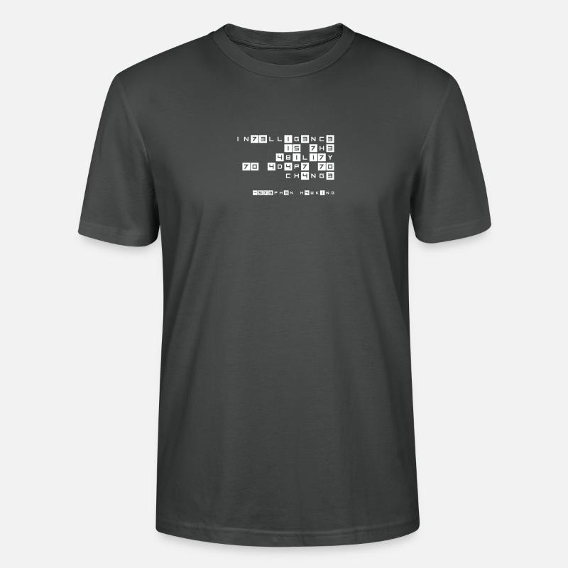 Stephen Hawking Intelligence Leetspeak - Stanley/Stella Unisex Bio-T-Shirt CRAFTER - Anthrazit