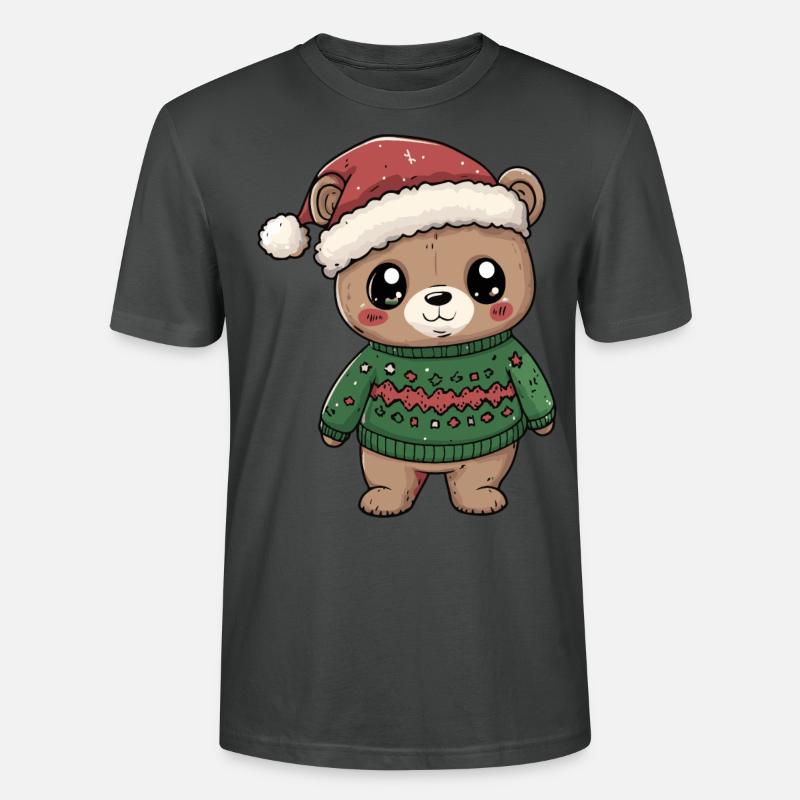 Bär Weihnachten Comic - Stanley/Stella Unisex Bio-T-Shirt CRAFTER - Anthrazit