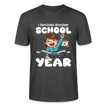 ICH HABE EIN WEITERES SCHULJAHR ÜBERLEBT - GESCHENK DES LEHRERS - Stanley/Stella Unisex Bio-T-Shirt CRAFTER - Anthrazit - Vorne - Alina (178cm) & Michal (187cm)