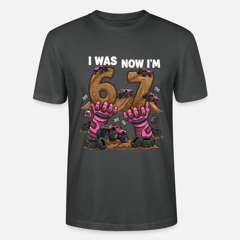 6 Jetzt 7 Monstertrucker Mädchen - Stanley/Stella Unisex Bio-T-Shirt CRAFTER - Anthrazit
