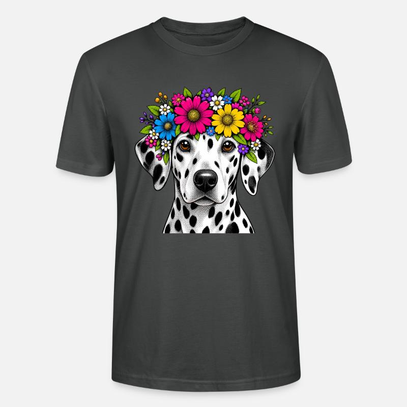 Dalmatiner mit Blumenkranz - Stanley/Stella Unisex Bio-T-Shirt CRAFTER - Anthrazit