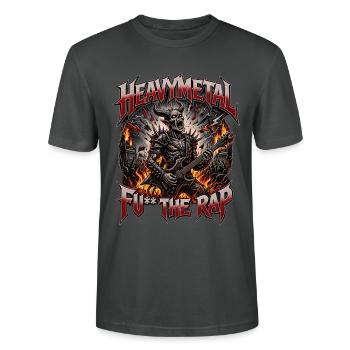 Heavy Metal Rocker Demon - Heavy Metal vs Rap - T-shirt bio CRAFTER Stanley Stella Unisexe - charbon - Devant - Alina (178cm) & Michal (187cm)
