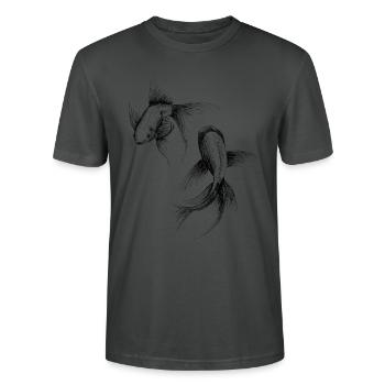 Zwei Koi - Stanley/Stella Unisex Bio-T-Shirt CRAFTER - Anthrazit - Vorne - Alina (178cm) & Michal (187cm)