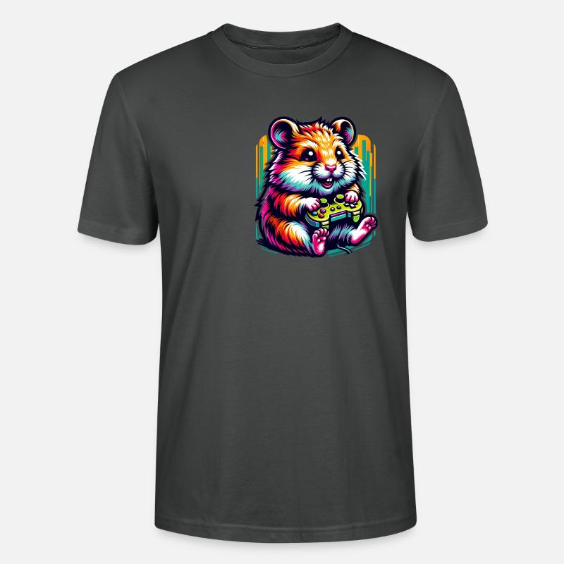 Playing hamster with controller - Stanley/Stella CRAFTER Unisex Organic T-Shirt - anthracite
