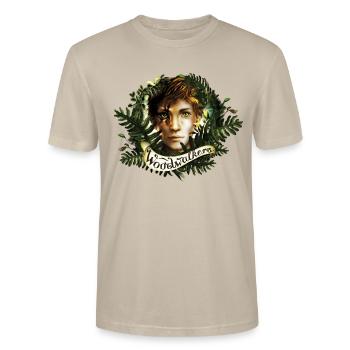 Woodwalkers Carag Als Wandler Mit Schriftzug - Stanley/Stella Unisex Bio-T-Shirt CRAFTER - Beige - Vorne - AI Model Male 185 light (185cm) & AI Model Female 180 light (180cm)