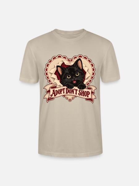 Adopt Don’t Shop Black Cat - Stanley/Stella Unisex Bio-T-Shirt CRAFTER - Beige