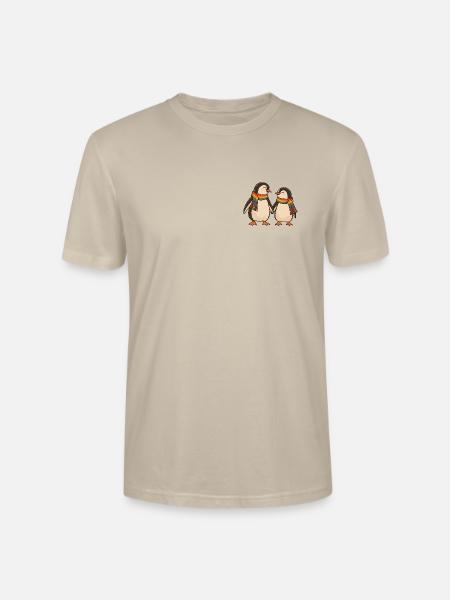 Rainbow Penguin Pride Couple - Stanley/Stella Unisex Bio-T-Shirt CRAFTER - Beige