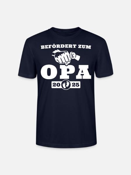 Schwangerschaftsverkündung 2025 Befördert zum Opa - Stanley/Stella Unisex Bio-T-Shirt CRAFTER - Navy