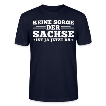 Sächsischer Dialekt Spruch Sachse - Stanley/Stella Unisex Bio-T-Shirt CRAFTER - Navy - Vorne - Alina (178cm) & Michal (187cm)