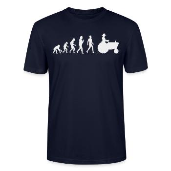 Evolution Lustig: Vom Affen Zum Traktorfahrer - Stanley/Stella Unisex Bio-T-Shirt CRAFTER - Navy - Vorne - Alina (178cm) & Michal (187cm)