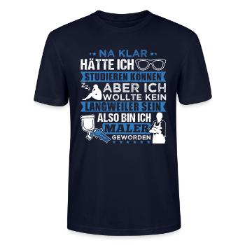 Maler - wollte kein Langweiler sein - Stanley/Stella Unisex Bio-T-Shirt CRAFTER - Navy - Vorne - Alina (178cm) & Michal (187cm)