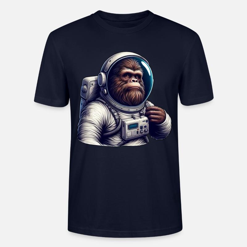 Gorilla astronaut in space - Stanley/Stella CRAFTER Unisex Organic T-Shirt - navy