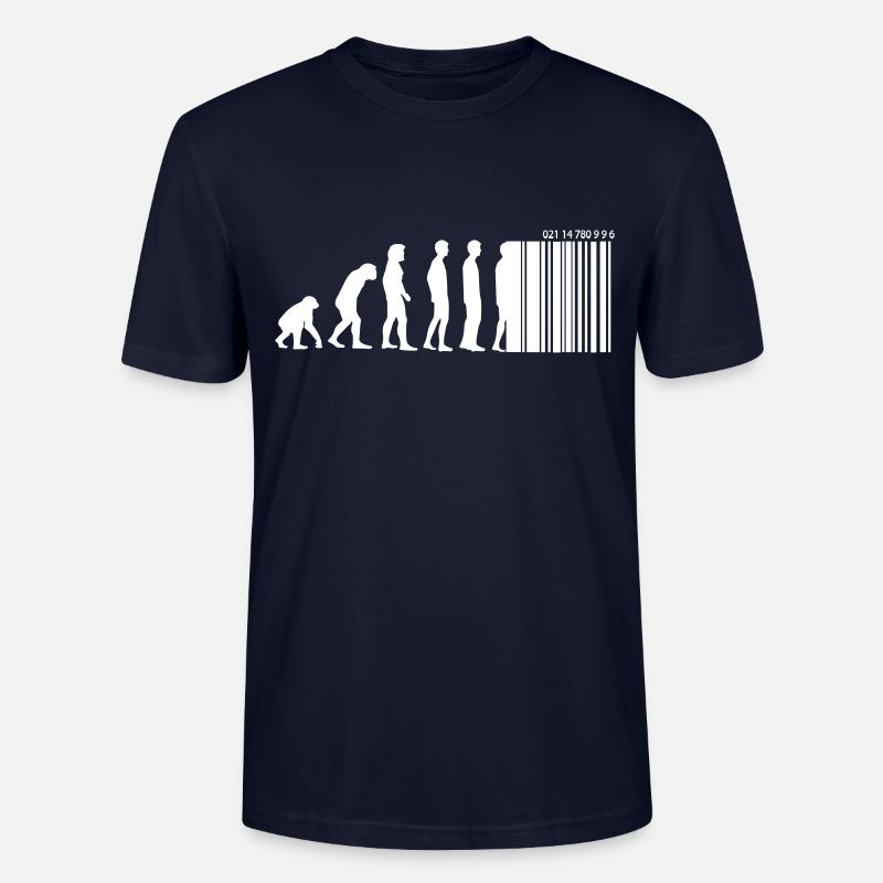 DARWIN - EVOLUTION SOCIETE - CODE BARRE - T-shirt bio CRAFTER Stanley Stella Unisexe - marine