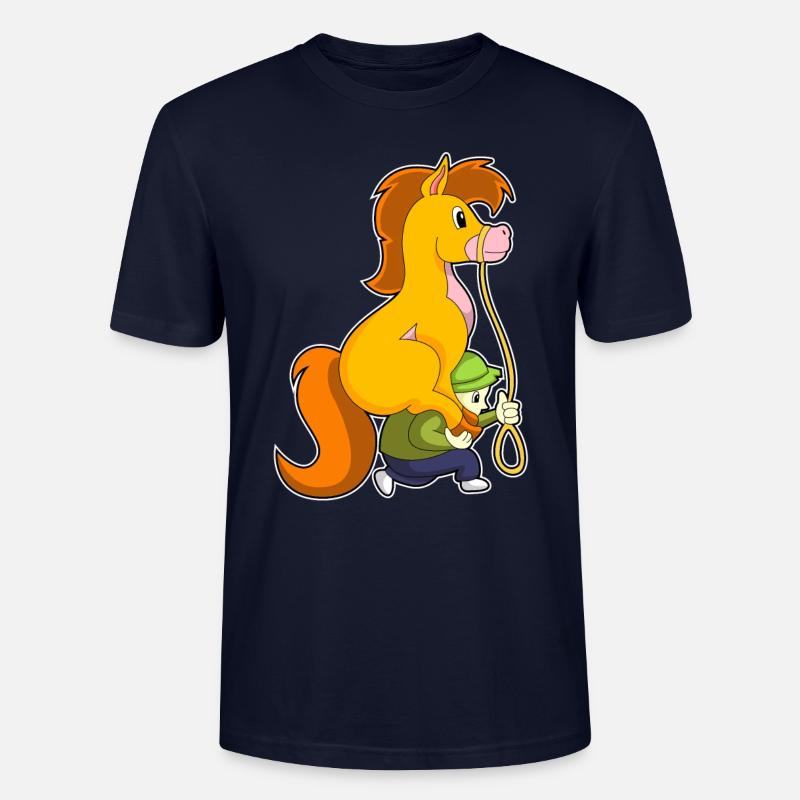 Pferd mit Junge - Stanley/Stella Unisex Bio-T-Shirt CRAFTER - Navy