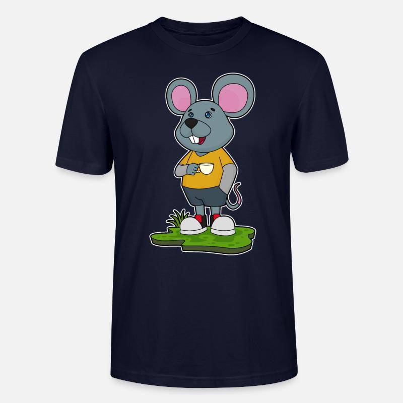 Maus mit Kaffeetasse - Stanley/Stella Unisex Bio-T-Shirt CRAFTER - Navy