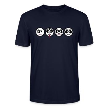 Smiley Kiss Icons (horizontal) 3c - Stanley/Stella Unisex Bio-T-Shirt CRAFTER - Navy - Vorne - Alina (178cm) & Michal (187cm)