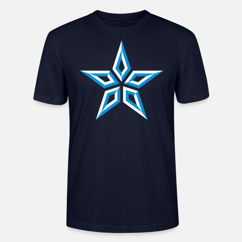 Star Design (Five-Pointed / Blue White) - Stanley/Stella CRAFTER Unisex Organic T-Shirt - navy