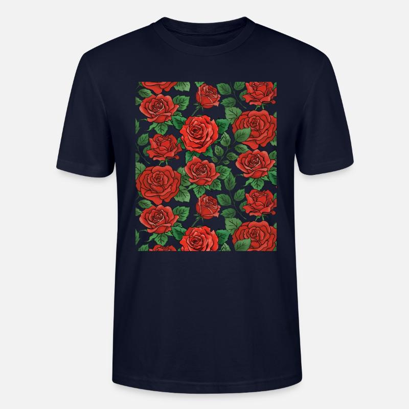 Motif Roses - T-shirt bio CRAFTER Stanley Stella Unisexe - marine