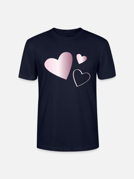 Zwei Herzen Turmalin rosa - Stanley/Stella Unisex Bio-T-Shirt CRAFTER - Navy