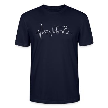 Kuh Kühe Herzschlag Bauernhof Bauer Landwirt Liebe - Stanley/Stella Unisex Bio-T-Shirt CRAFTER - Navy - Vorne - Alina (178cm) & Michal (187cm)
