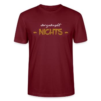 Wie Gewünscht Nichts - Gold Edition - Stanley/Stella Unisex Bio-T-Shirt CRAFTER - Burgunderrot - Vorne - Alina (178cm) & Michal (187cm)