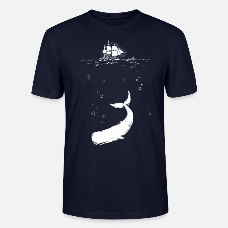 Moby Dick avec bateau - T-shirt bio CRAFTER Stanley Stella Unisexe - marine