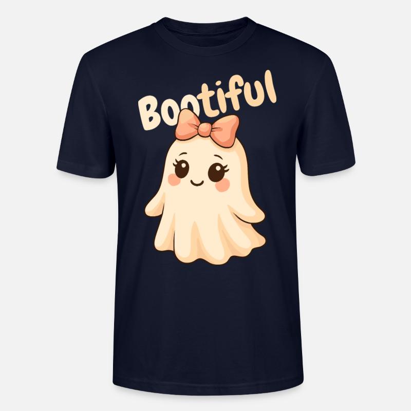Bootiful - Süßer Geist mit Schleife - Stanley/Stella Unisex Bio-T-Shirt CRAFTER - Navy