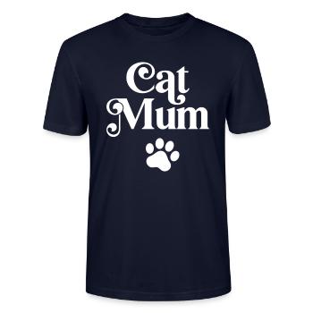 Cat Mum - Stanley/Stella CRAFTER Unisex Organic T-Shirt - navy - Front - Alina (178cm) & Michal (187cm)