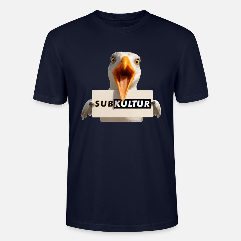 SUBKULTUR Möwe mit Schild - Stanley/Stella Unisex Bio-T-Shirt CRAFTER - Navy