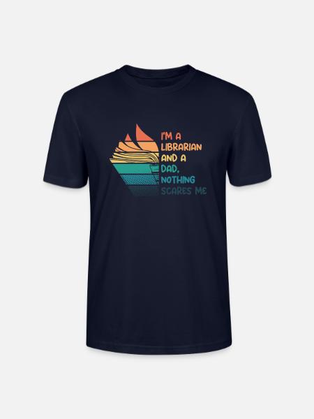 Librarian and dad - Stanley/Stella CRAFTER Unisex Organic T-Shirt - navy