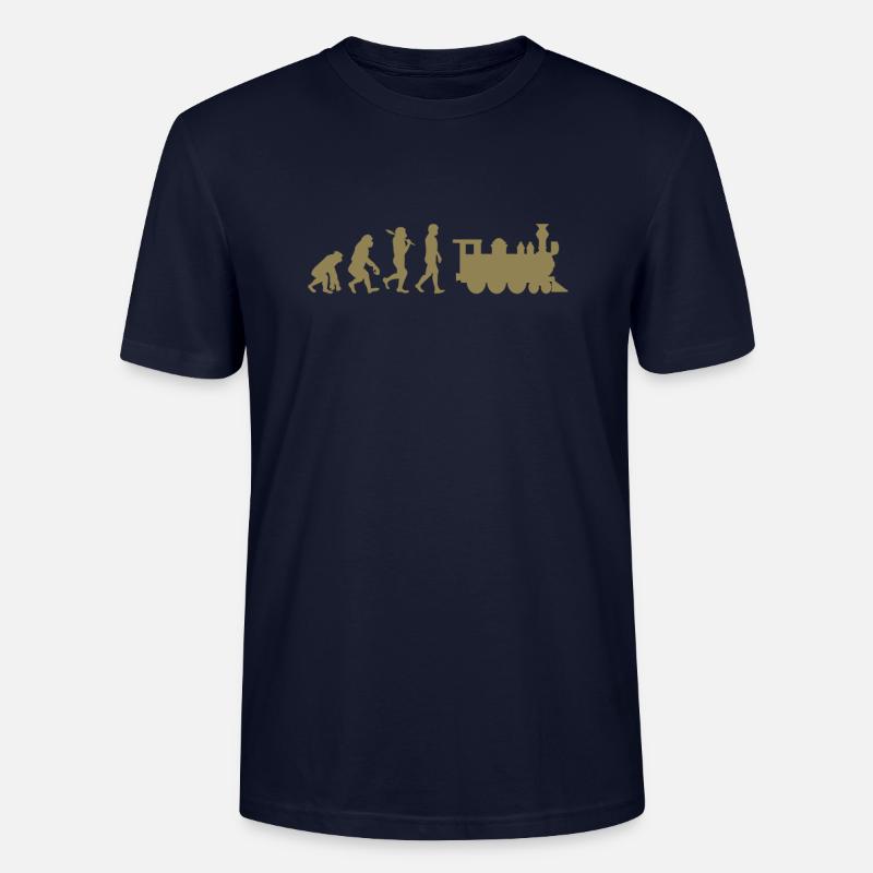 Evolution Eisenbahn Lokomotive - Stanley/Stella Unisex Bio-T-Shirt CRAFTER - Navy