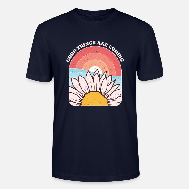 Gänseblümchen und Sonne Inspirierende Phrasengrafik - Stanley/Stella Unisex Bio-T-Shirt CRAFTER - Navy