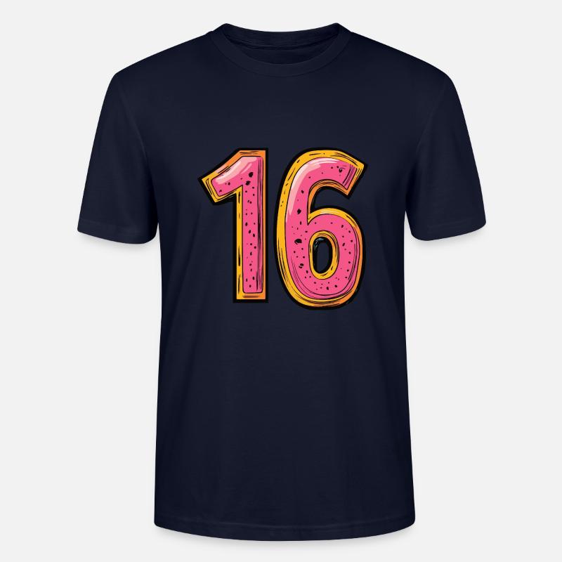 16 Zahl Comic - Stanley/Stella Unisex Bio-T-Shirt CRAFTER - Navy