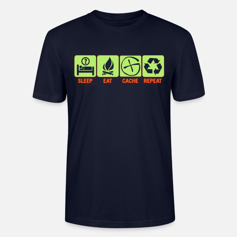 Sleep, Eat, Cache, Repeat - Stanley/Stella Unisex Bio-T-Shirt CRAFTER - Navy
