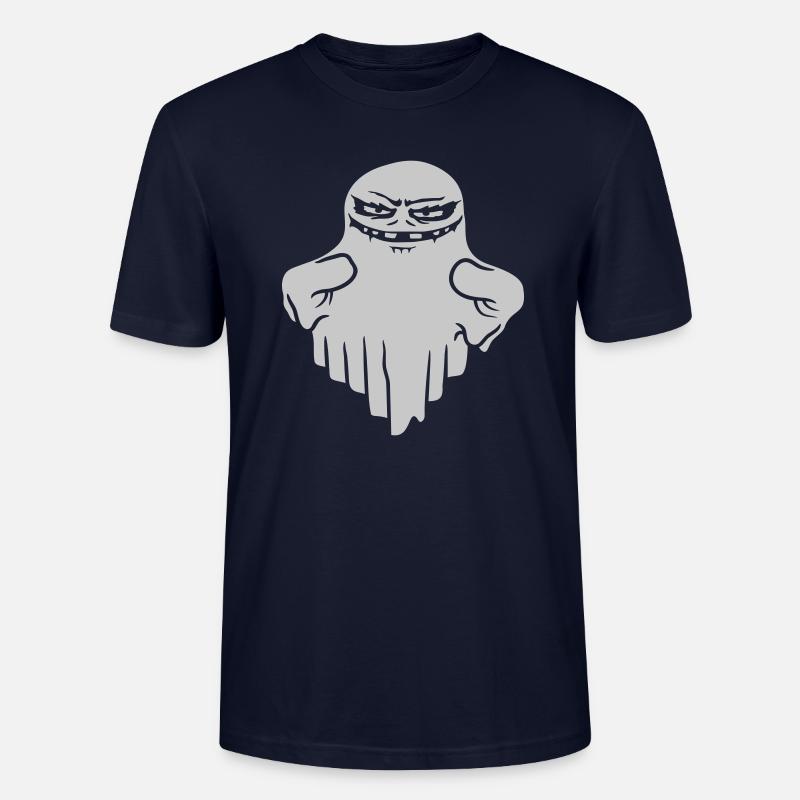 Comic Floating Monster Ghost - Stanley/Stella CRAFTER Unisex Organic T-Shirt - navy