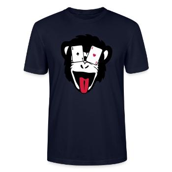 Affe Gorilla Affe Poker tete5 - Stanley/Stella Unisex Bio-T-Shirt CRAFTER - Navy - Vorne - Alina (178cm) & Michal (187cm)