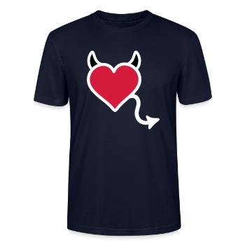 Teufel Teufelchen Herz - Stanley/Stella Unisex Bio-T-Shirt CRAFTER - Navy - Vorne - Alina (178cm) & Michal (187cm)