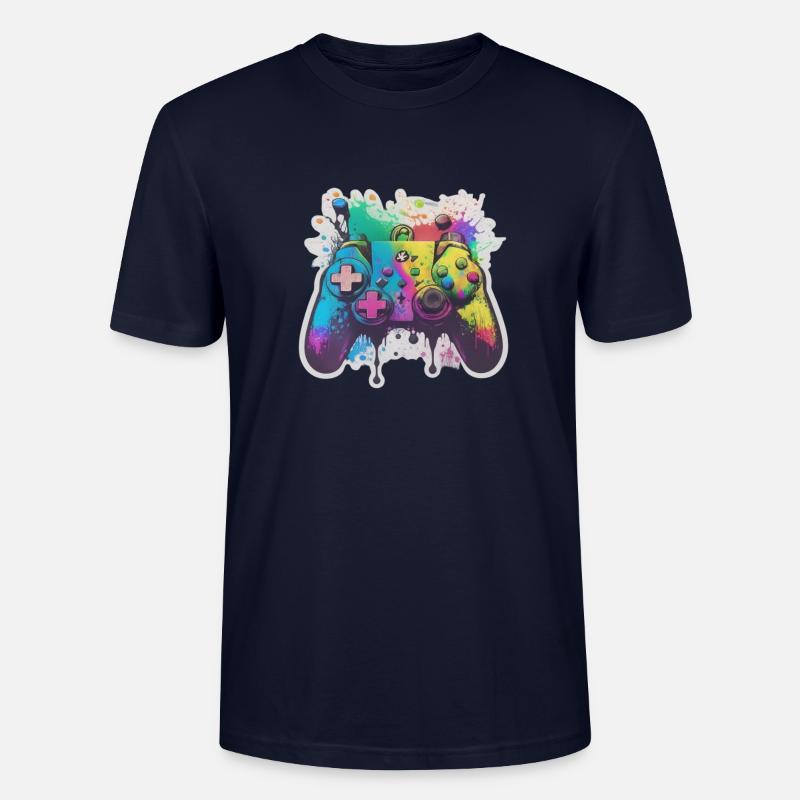 Gaming Controller Rainbow Splash - Stanley/Stella Unisex Bio-T-Shirt CRAFTER - Navy