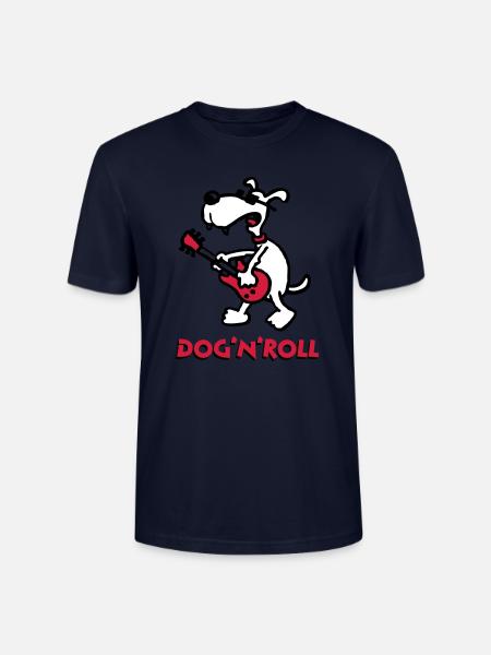 dog_n_roll_b_3c_white - Stanley/Stella CRAFTER Unisex Organic T-Shirt - navy