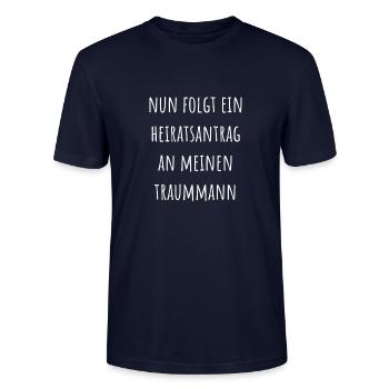Heiratsantrag durch Frau erlaubt - Stanley/Stella Unisex Bio-T-Shirt CRAFTER - Navy - Vorne - Alina (178cm) & Michal (187cm)